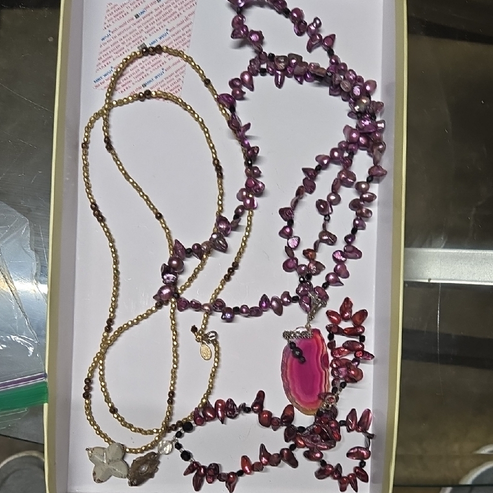 Elegant Purple and Gold Necklace Set